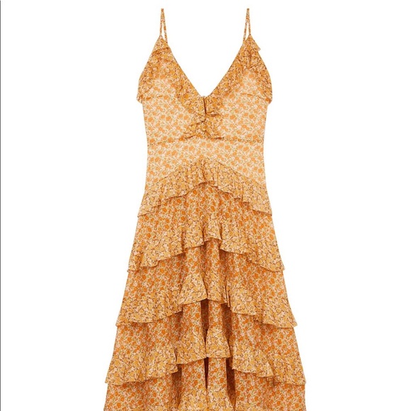 NWT MAJE Rissol Floral Ruffle Sleeveless Cotton Maxi Dress 2021 Size 4 MSRP $495 - Picture 2 of 7